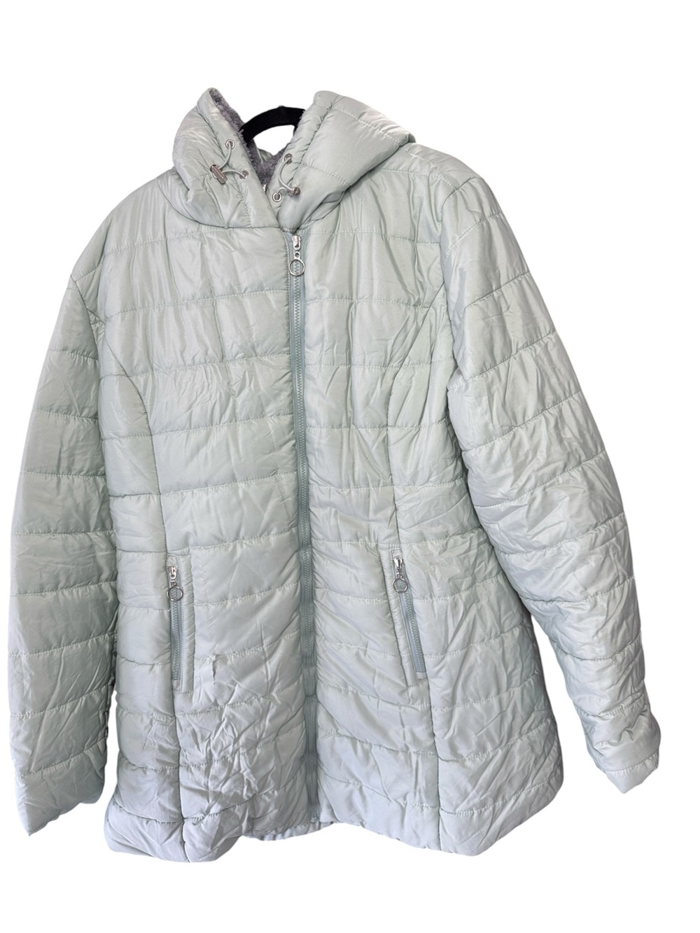 Light Mint Quilted Hooded Jacket - Women's Coat